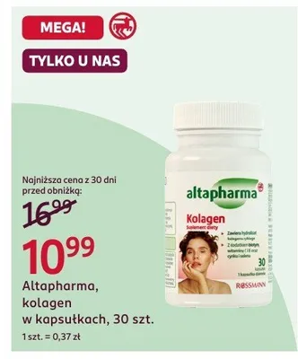 Kolagen w kapsułkach 30 szt. Altapharma promocja w Rossmann