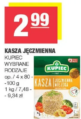 Kasza jęczmienna KUPIEC wybrane rodzaje promocja w SPAR