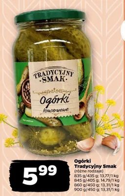 Ogórki Tradycyjny Smak (różne rodzaje) 780 g/370 g, 845 g/405 g, 900 g/450 g promocja w Netto