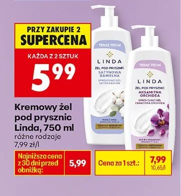 Kremowy żel pod prysznic, 750 ml Linda promocja w Biedronka