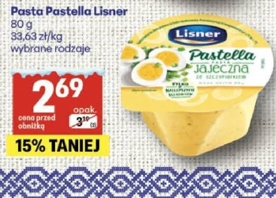 Pasta Pastella Lisner 80 g promocja w Delikatesy Centrum