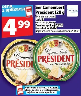 Ser Camembert President 120 g promocja w TOPAZ