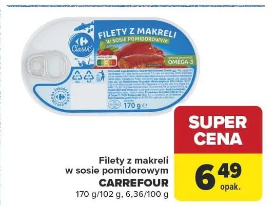Filety z makreli w sosie pomidorowym Carrefour promocja w Carrefour