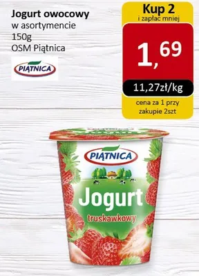 Jogurt owocowy w asortymencie 150g OSM Piątnica promocja w Market Point