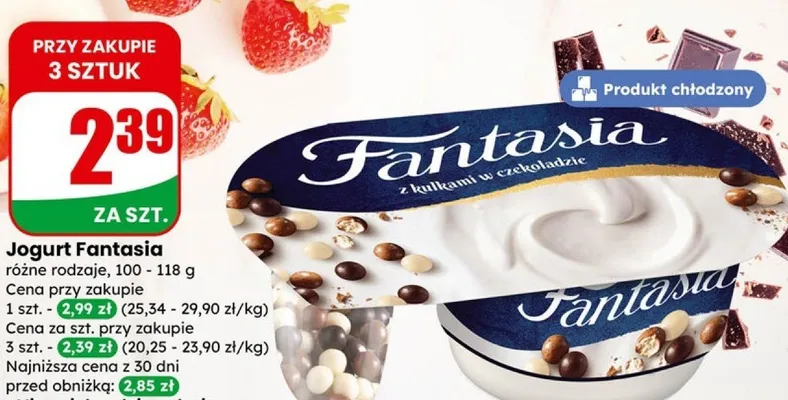 Jogurt z kulkami w czekoladzie Fantasia promocja w Dino