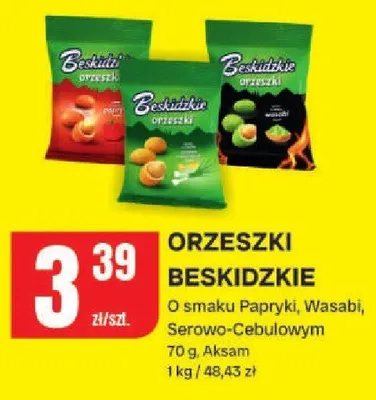 Orzeszki Beskidzkie o smaku Paprykowym, Wasabi, Serowo-Cebulowym Aksam promocja w Chorten