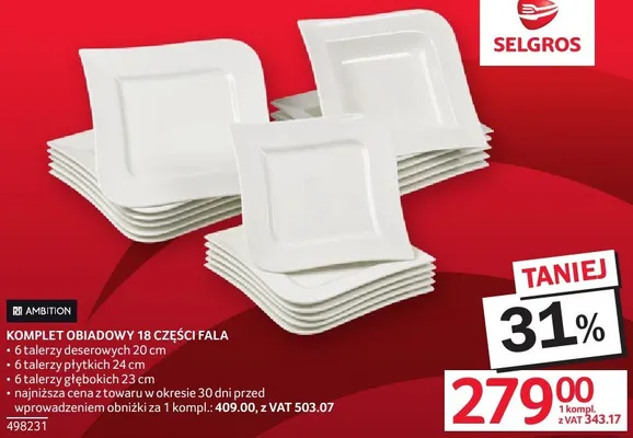 Komplet obiadowy promocja w Selgros