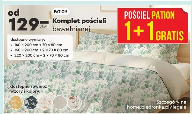 Komplet pościeli bawełnianej 160 x 200 cm promocja w Biedronka