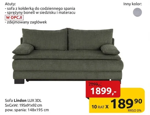 Sofa Linden LUX 3DL promocja w Black Red White