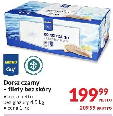 Dorsz czarny filet bez glazury Metro Chef promocja w Makro