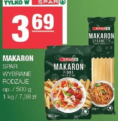 Makaron SPAR wybrane rodzaje promocja w SPAR