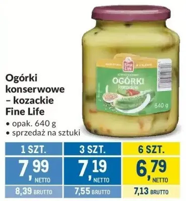 Ogórki konserwowe - kozackie Fine Life promocja w Makro