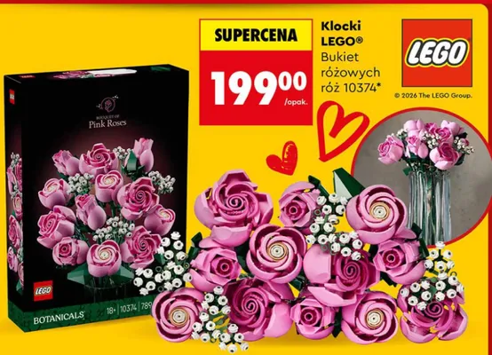 Klocki LEGO Botanicals Bukiet różowych róż 10374 promocja w Biedronka