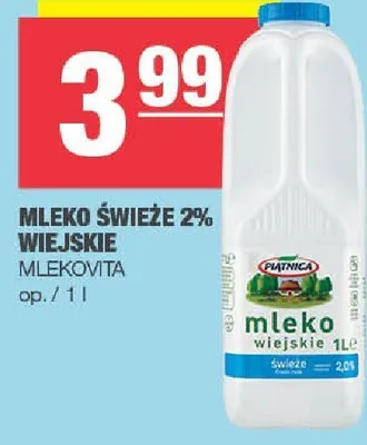 Mleko świeże 2% wiejskie Mlekovita promocja w SPAR