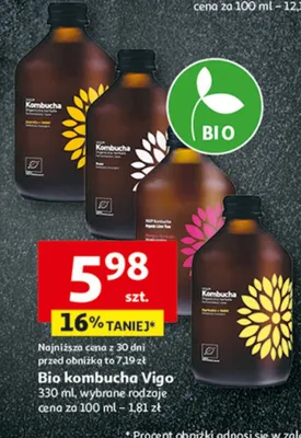 Bio kombucha Viaq 330 ml wybrane rodzaje promocja w Auchan