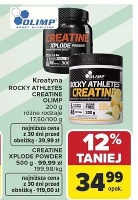 Kreatyna ROCKY ATHLETES CREATINE OLIMP promocja w Carrefour