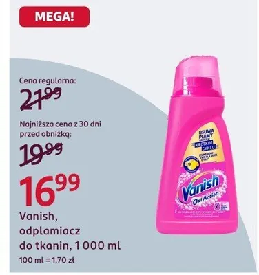 Odplamiacz do tkanin, 1000 ml Vanish promocja w Rossmann