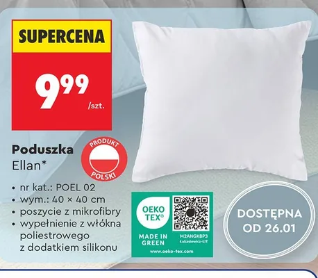 Poduszka Ellan SMUKEE, 40 × 40 cm promocja w Biedronka