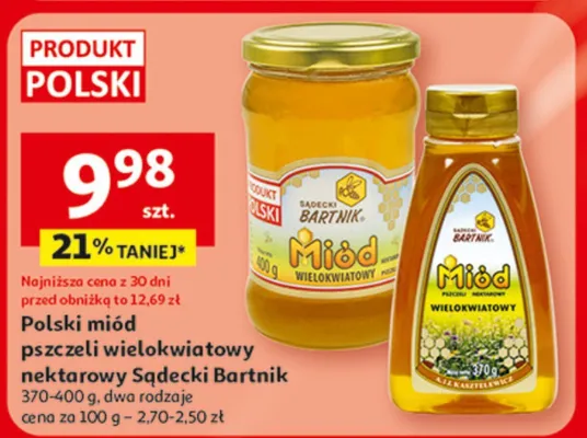 Miód polski pszczeli wielokwiatowy nektarowy Sądecki Bartnik promocja w Auchan