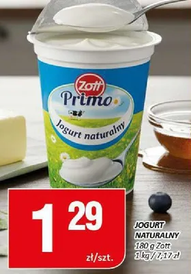 Jogurt naturalny Zott Primo 380 g promocja