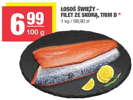 Łosoś świeży - filet ze skórą, trim D promocja w SPAR