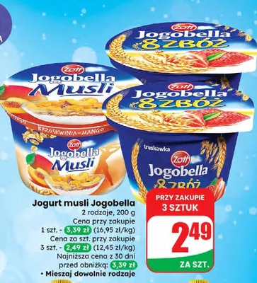 Jogurt musli Jogobella 8 zbóż promocja w Dino
