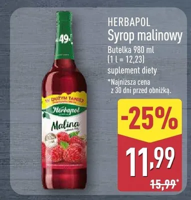 Syrop malinowy Herbapol promocja w Aldi