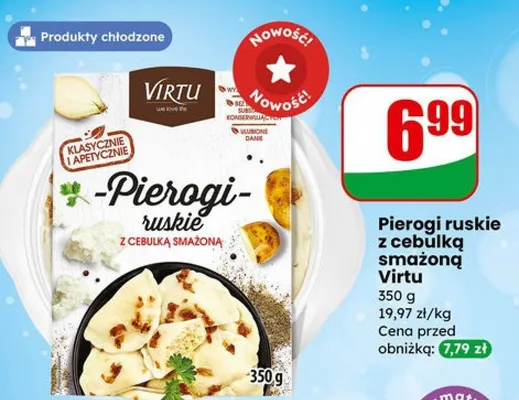 Pierogi ruskie z cebulką smażoną Virtu promocja w Dino