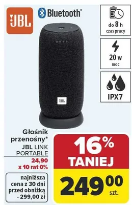 Głośnik przenośny LINK PORTABLE JBL promocja w Carrefour