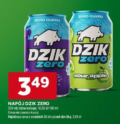 Napój DZIK ZERO różne rodzaje 330 ml promocja w Stokrotka