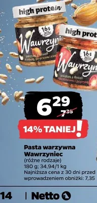 Pasta warzywna (różne rodzaje) 180 g Wawrzyniec promocja w Netto