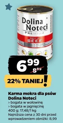 Karma mokra dla psów Dolina Noteci bogata w wołowinę, bogata w jagnięcinę promocja w Netto