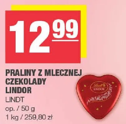 Praliny z mlecznej czekolady Lindor Lindt promocja w SPAR