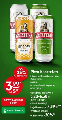 Piwo Kasztelan Niepasteryzowane puszka promocja w Żabka