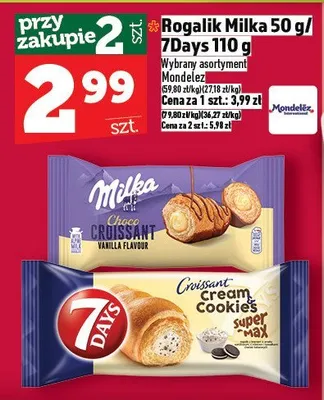 Rogalik Milka 50 g / 7Days 110 g Mondelez promocja w TOPAZ