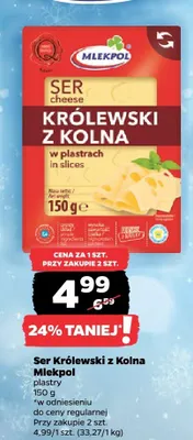 Ser Królewski z Kolna Mlekpol plastry 150 g promocja w Netto