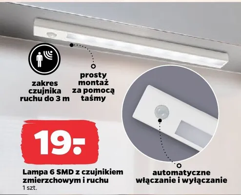 Lampa 6 SMD z czujnikiem zmierzchowym i ruchu promocja w Netto
