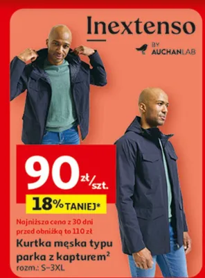 Kurtka męska typu parka z kapturem Inextenso promocja w Auchan