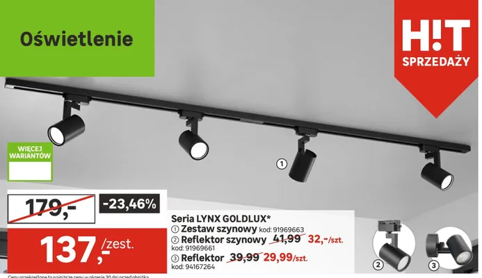 Reflektor szynowy LYNX GOLDLUX promocja w Leroy Merlin