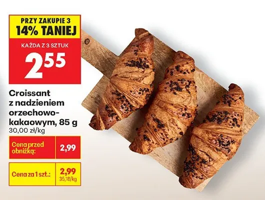 Croissant z nadzieniem orzechowo-kakaowym, 85 g promocja w Biedronka