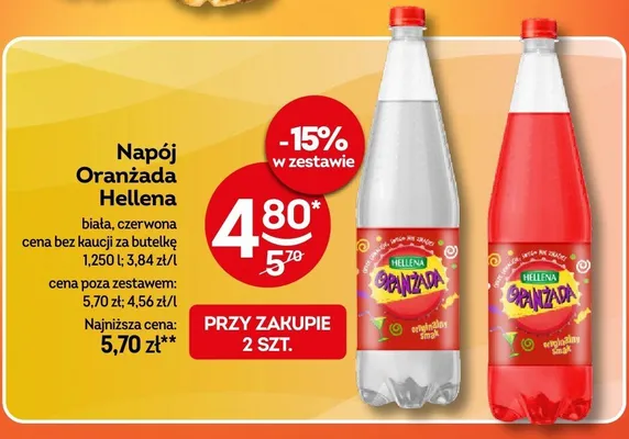 Napój Oranżada Hellena biała, czerwona promocja w Żabka