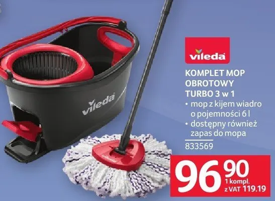 Komplet mop obrotowy TURBO 3 w 1 Vileda promocja w Selgros