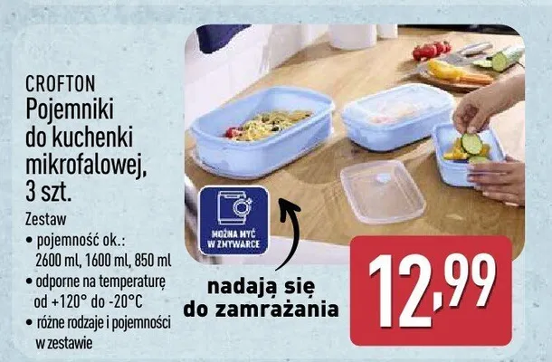 Pojemniki do kuchenki mikrofalowej, 3 szt. Crofton promocja w Aldi