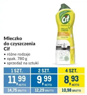 Mleczko do czyszczenia Cif promocja w Makro