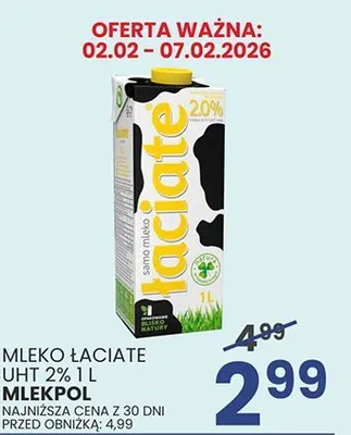 Mleko łaciate 1 l MLEKPOL promocja w Wafelek