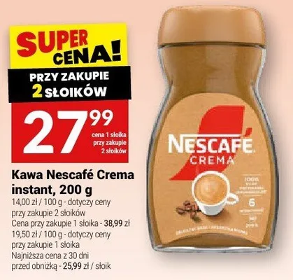 Kawa Nescafe Crema instant, 200 g promocja w Twój Market