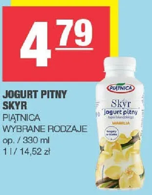 Jogurt pitny Skyr Piątnica promocja w SPAR