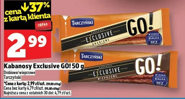 Kabanosy Exclusive GO! Tarczyński promocja w TOPAZ