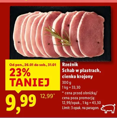 Schab w plastrach, cienko krojony promocja w Lidl