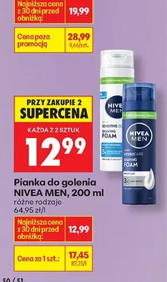 Pianka do golenia, 200 ml różne rodzaje promocja w Biedronka